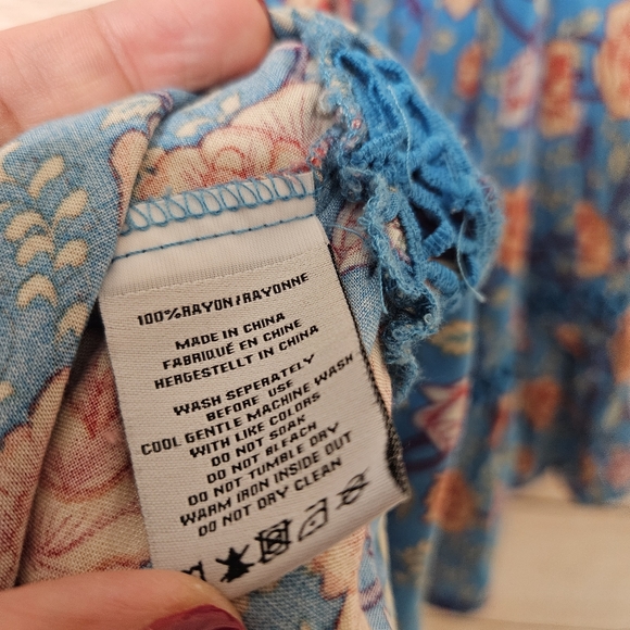 💟 Sunday Mi Amor Floral Open Back Mini High Neck Dress Blue Small - Picture 9 of 9